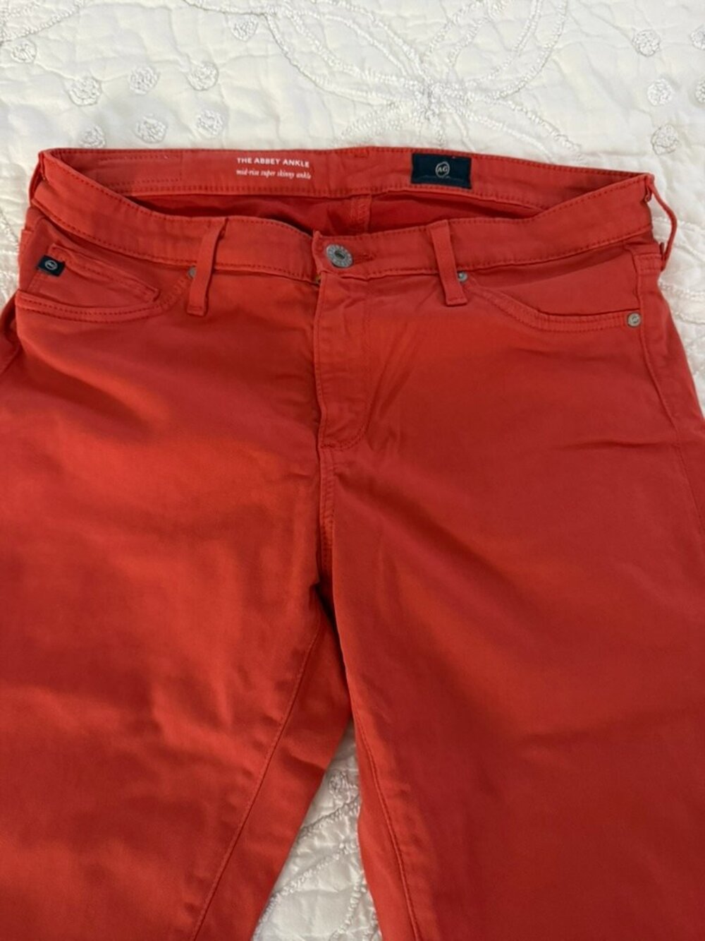 AG Adriano Goldschmied The Abbey Ankle Red Skinny Jeans Size 28R